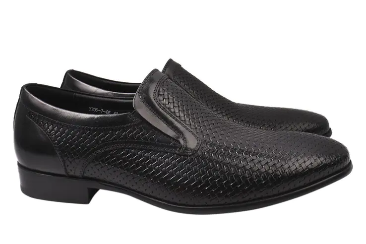 Туфлі чоловічі з натуральної шкіри на низькому ходу колір Чорний Basconi 755-21DT фото 1 — інтернет-магазин Tapok