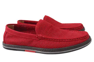 Туфли комфорт мужские из натуральной кожи нубук на низком ходу цвет Красный Arees 98-21LTCP