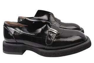 Туфлі жіночі з натуральної лакової шкіри на низькому ходу Чорні Lottini 179-21DTC