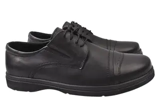Туфлі чоловічі з натуральної шкіри на низькому ходу на шнурівці колір Чорний Vadrus 310-21DTC
