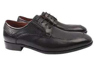 Туфлі чоловічі з натуральної шкіри на низькому ходу на шнурівці колір Чорний Anemone 165-21DT