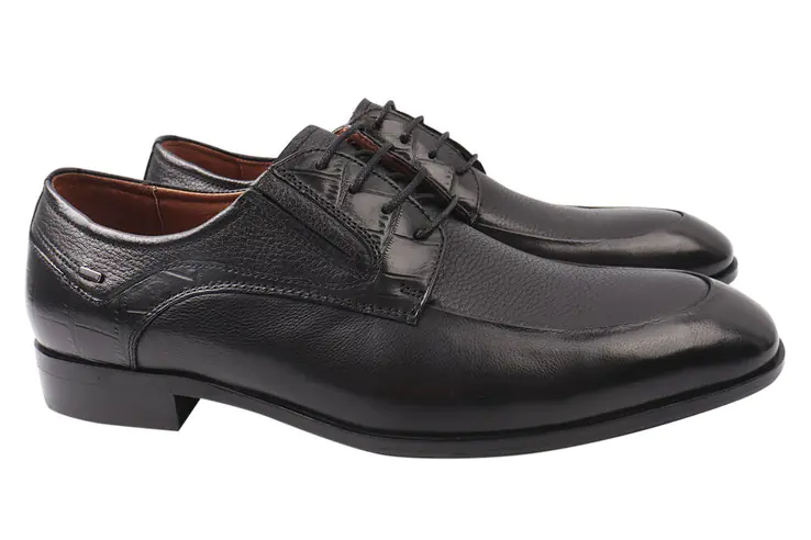 Туфли мужские из натуральной кожи на низком ходу на шнуровке цвет Черный Anemone 165-21DT фото 1 — интернет-магазин Tapok