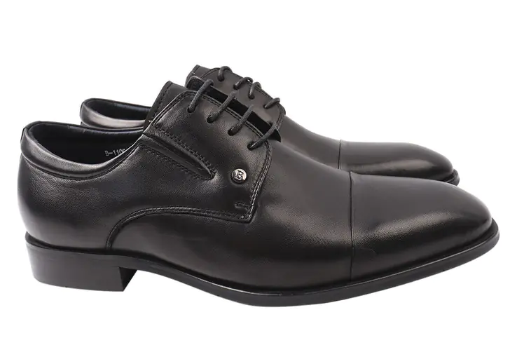 Туфлі чоловічі з натуральної шкіри на низькому ходу на шнурівці колір Чорний Brooman 861-21DT фото 1 — інтернет-магазин Tapok