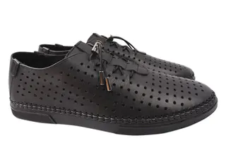Туфлі-комфорт чоловічі з натуральної шкіри на низькому ходу на шнурівці колір Чорний Ridge 425-21LTCP