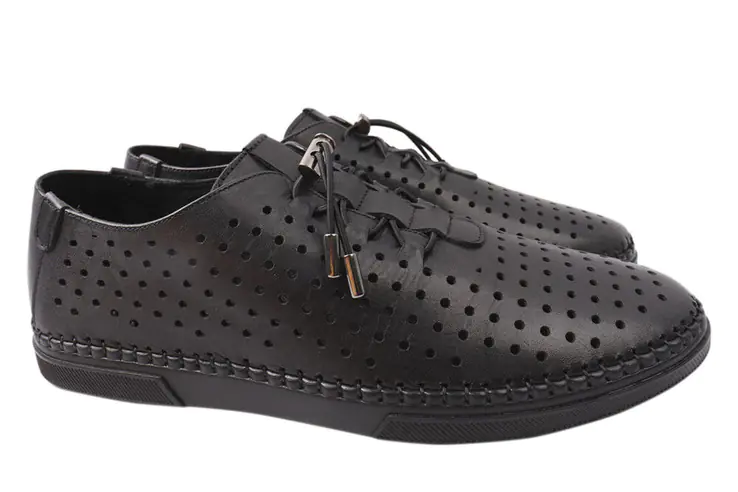 Туфли-комфорт мужские из натуральной кожи на низком ходу на шнуровке цвет Черный Ridge 425-21LTCP фото 1 — интернет-магазин Tapok