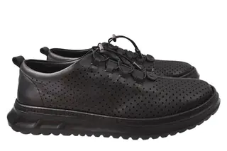 Кросівки чоловічі з натуральної шкіри на низькому ходу на шнурівці колір Чорний Ridge 426-21LTCP