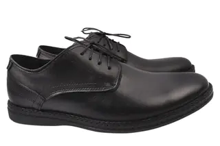 Туфли мужские из натуральной кожи на низком ходу на шнуровке цвет Черный Van Kristi 48-9/21DTC