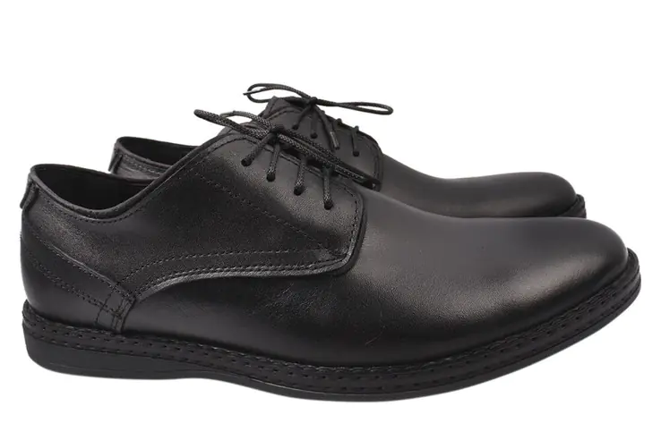 Туфли мужские из натуральной кожи на низком ходу на шнуровке цвет Черный Van Kristi 48-9/21DTC фото 1 — интернет-магазин Tapok