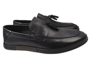 Туфлі-лофери чоловічі з натуральної шкіри на низькому ходу колір Чорний Arees 105-21DTC