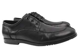 Туфли мужские из натуральной кожи на низком ходу на шнуровке цвет Черный Arees 106-21/22DT