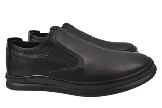 Туфлі чоловічі з натуральної шкіри на низькому ходу колір Чорний Rondo 28-21DTC