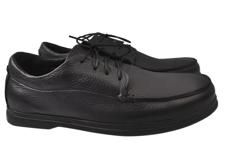 Туфлі чоловічі з натуральної шкіри на низькому ходу на шнурівці колір Чорний Van Kristi 88-21DTC фото 1 — інтернет-магазин Tapok