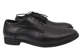 Туфлі чоловічі з натуральної шкіри на низькому ходу на шнурівці колір Чорний Van Kristi 90-21DT