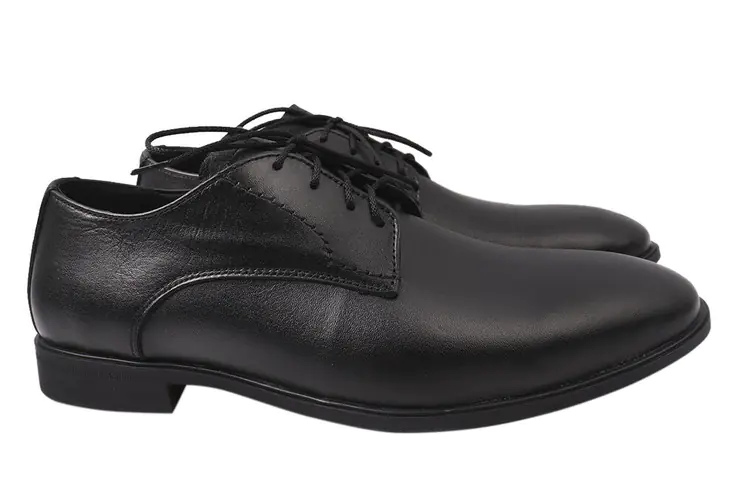 Туфлі чоловічі з натуральної шкіри на низькому ходу на шнурівці колір Чорний Van Kristi 90-21DT фото 1 — інтернет-магазин Tapok
