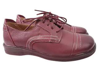 Туфли женские из натуральной кожи на низком ходу на шнуровке цвет Бордовый Farinni 166-21DTC