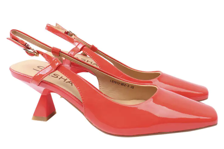 Туфли женские из натуральной лаковой кожи с открытой пяткой Красный Sasha Fabiani 24-21LT фото 1 — интернет-магазин Tapok