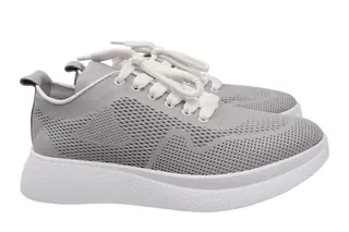 Кросівки жіночі з натуральної шкіри на низькому ходу на шнурівці колір Сірий Maxus shoes 73-21LTCP