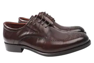 Туфлі чоловічі з натуральної шкіри на низькому ходу на шнурівці колір Коричневий Brooman 864-21DT