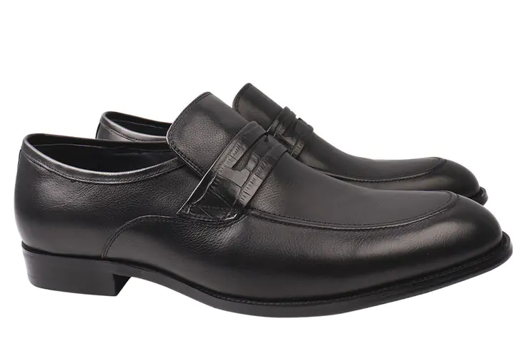 Мужские туфли из натуральной кожи на низком ходу цвет Черный Brooman 866-21DT фото 1 — интернет-магазин Tapok