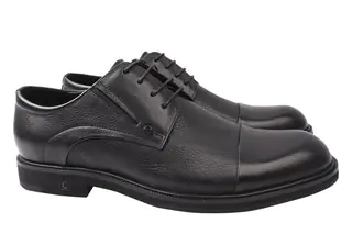 Туфлі чоловічі з натуральної шкіри на низькому ходу на шнурівці колір Чорний Cosottinni 333-21DT
