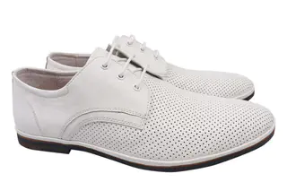 Туфли мужские из натуральной кожи на низком ходу на шнуровке Белый Emillio Landini 35-21LTCP