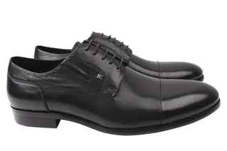Туфлі чоловічі з натуральної шкіри на низькому ходу на шнурівці колір Чорний Basconi 757-21DT