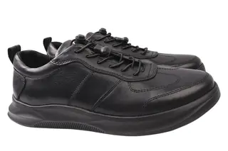 Кросівки чоловічі з натуральної шкіри на низькому ходу на шнурівці колір Чорний Marion 27-21DTS
