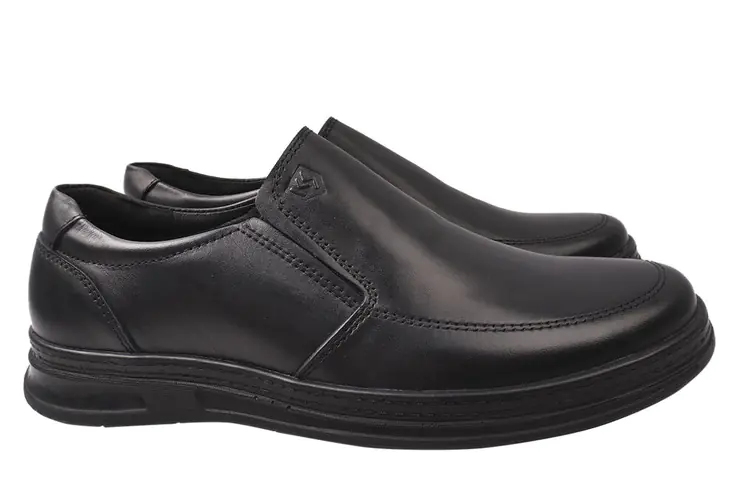 Туфлі чоловічі з натуральної шкіри на низькому ходу колір Чорний Konors 551-21DTC фото 1 — інтернет-магазин Tapok