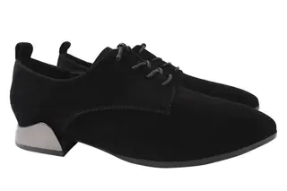 Туфлі жіночі з натуральної замші на низькому ходу Чорні Angelo Vani 143-21DTC