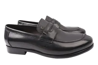 Туфли мужские лоферы из натуральной кожи на низком ходу Черные Lido Marinozi 201-21DT