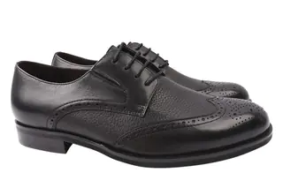 Туфлі чоловічі з натуральної шкіри на низькому ходу на шнурівці Чорні Lido Marinozi 208-21DT