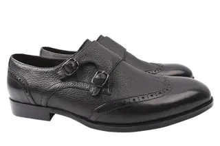 Туфлі чоловічі з натуральної шкіри на низькому ходу на шнурівці Чорні Lido Marinozi 210-21DT