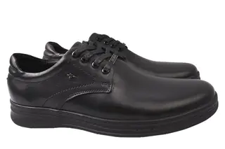 Туфли мужские из натуральной кожи на низком ходу на шнуровке Черные Marion 23-21DTC