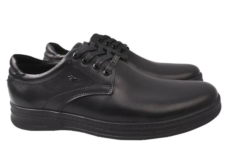 Туфли мужские из натуральной кожи на низком ходу на шнуровке Черные Marion 23-21DTC фото 1 — интернет-магазин Tapok