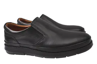 Туфлі чоловічі з натуральної шкіри на низькому ходу колір Чорний Ridge 431-21DTC