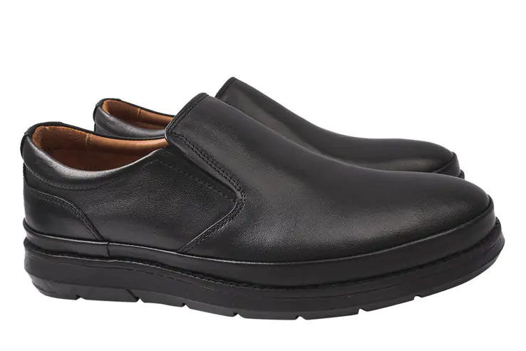 Туфлі чоловічі з натуральної шкіри на низькому ходу колір Чорний Ridge 431-21DTC фото 1 — інтернет-магазин Tapok