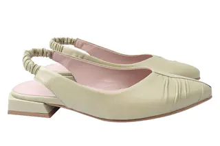 Туфли женские из натуральной кожи на низком ходу с открытой пяткой цвет Зеленый Tucino 572-21LTC