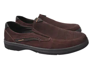 Туфлі чоловічі з натуральної шкіри нубук на низькому ходу колір Кабір Vadrus 331-21DTC