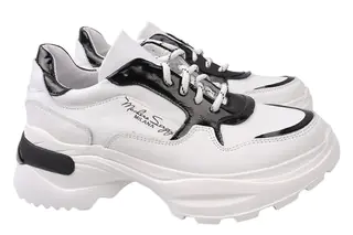 Кросівки жіночі з натуральної шкіри на низькому ходу на шнурівці колір Білий Masheros 26-21DK