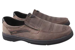 Туфлі чоловічі з натуральної шкіри нубук на низькому ходу колір Візон Vadrus 330-21DTC