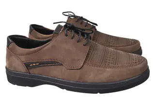 Туфли комфорт мужские из натуральной кожи нубук на низком ходу на шнуровке Визон Vadrus 334-21DTC