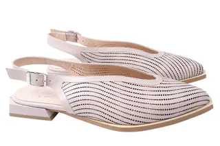 Туфли женские из натуральной кожи на низком ходу с открытой пяткой цвет Капучино Aquamarin 1978-21LTC