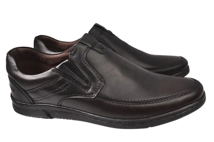Туфлі чоловічі з натуральної шкіри на низькому ходу колір Чорний Giorgio 18-21DTC фото 1 — інтернет-магазин Tapok