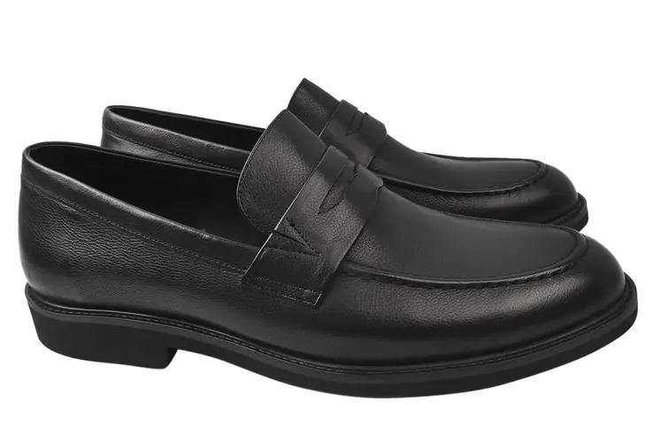 Туфлі лофери чоловічі з натуральної шкіри на низькому ходу колір Чорний Basconi 758-21DT фото 1 — інтернет-магазин Tapok