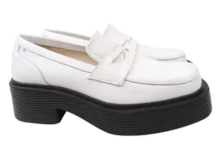 Туфлі жіночі з натуральної шкіри на платформі колір Білий Grossi 228-21DTC