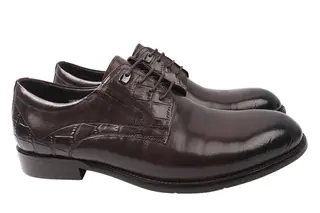 Туфлі чоловічі з натуральної шкіри на низькому ходу на шнурівці колір Коричневий Cosottinni 339-21DT