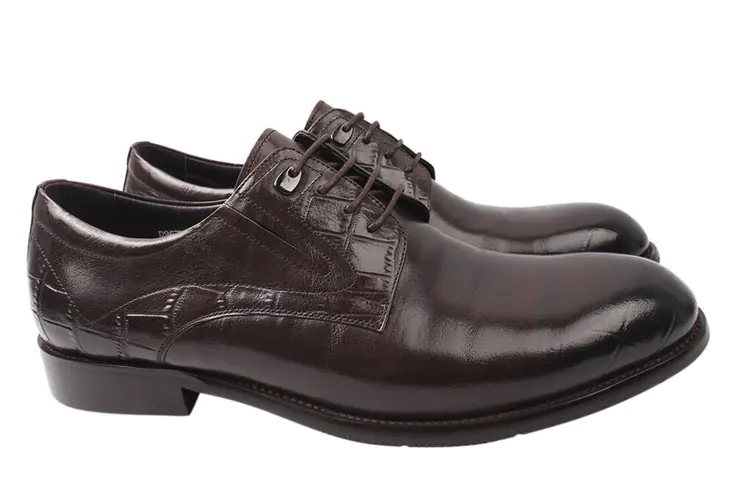 Туфлі чоловічі з натуральної шкіри на низькому ходу на шнурівці колір Коричневий Cosottinni 339-21DT фото 1 — інтернет-магазин Tapok