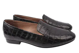 Туфли женские из натуральной кожи на низком ходу Черные Grossi 224-21DTC