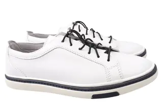 Кеди чоловічі з натуральної шкіри на низькому ходу на шнурівці колір Білий Vadrus 335-21DTC
