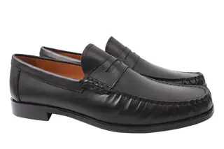 Туфли мужские из натуральной кожи на низком ходу Черные Conhpol 288-221DT